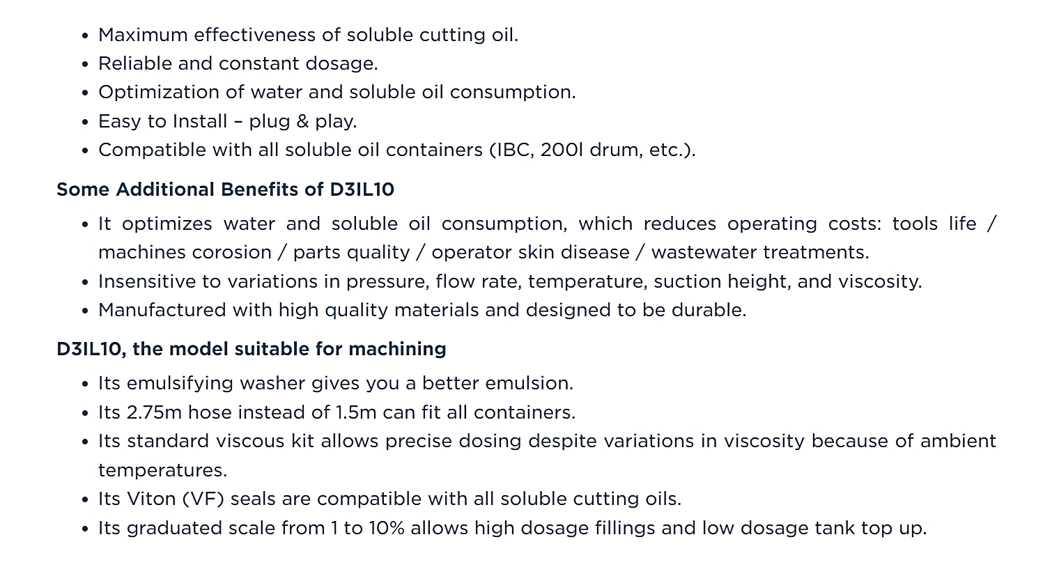 DOSATRON D3IL10 (1-10%) Mix Cutting Oil With Water, discover the Dosatron solution